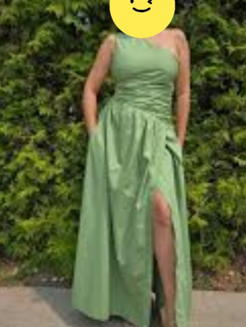 Abercrombie & Fitch One-Shoulder Sage Green Evening Gown